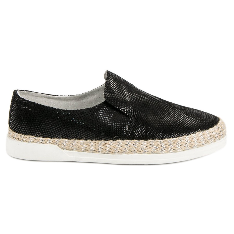 Filippo Black Leather Espadrilles