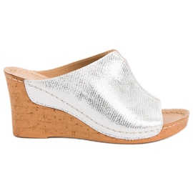 Filippo Silver Wedge Slippers grey Filippo Silver Wedge Slippers grey