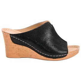 Filippo Black Wedge Slippers Filippo Black Wedge Slippers