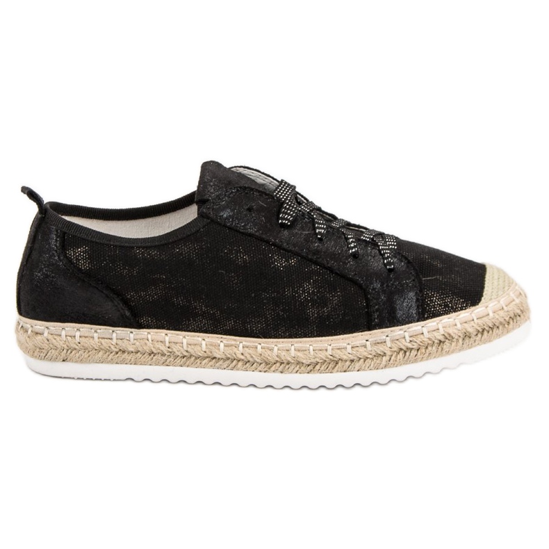 Queentina Black Lace-up Espadrilles