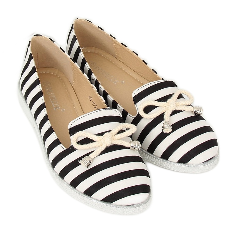 Black and white striped slip-on H8-105 Black