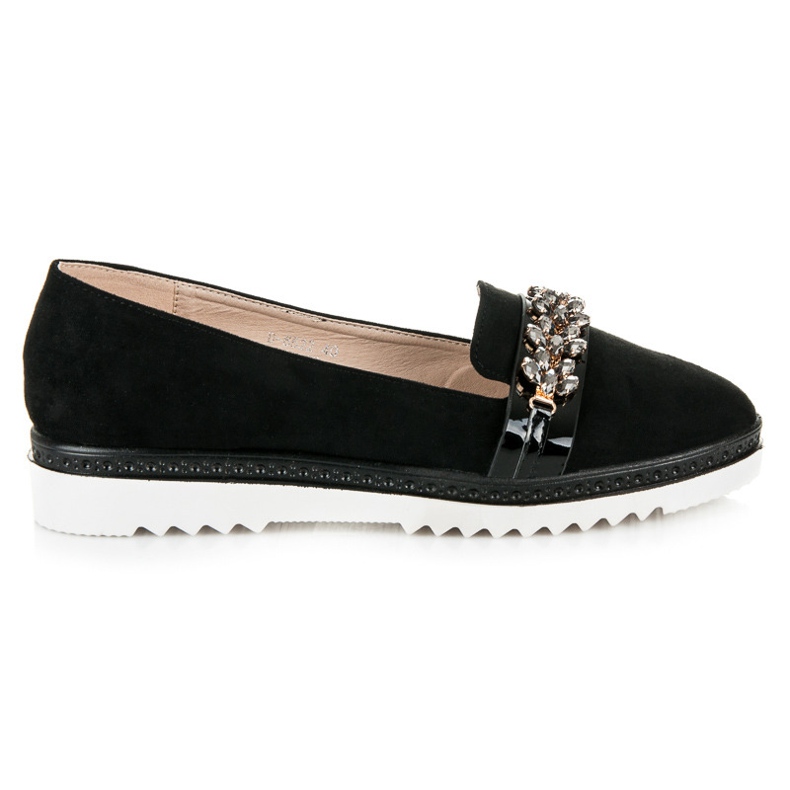 Ideal Shoes Suede brogues with crystals black