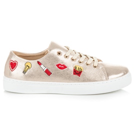 Golden Sneakers With Patches