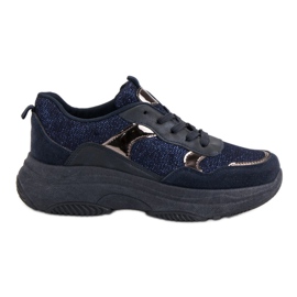 Navy Blue Sneakers On The Platform