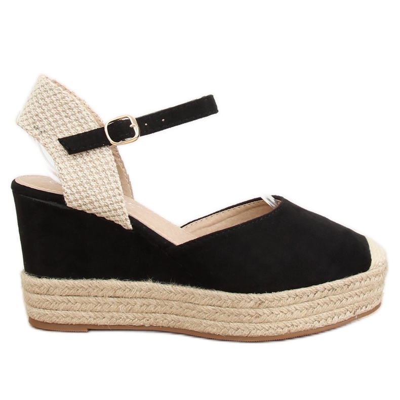 Black Espadrilles on wedges T331P Black