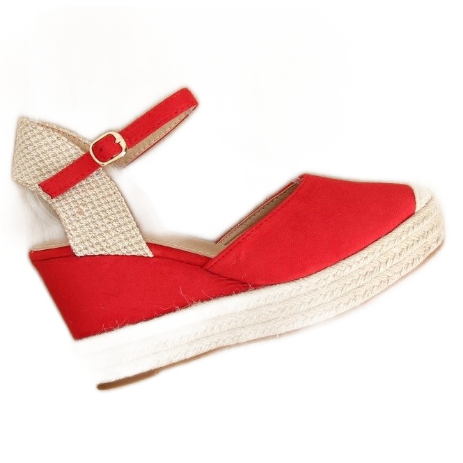 Red Espadrilles on wedges, red T331P Red