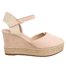 Espadrilles on wedges beige and pink T331P Beige