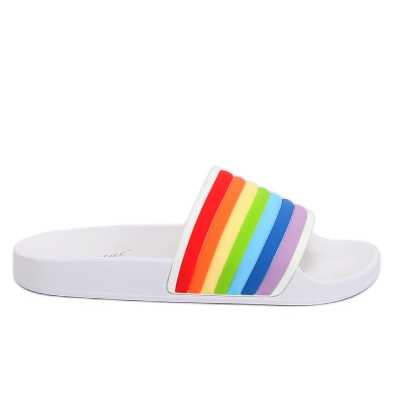 T325P White rainbow slippers multicolored