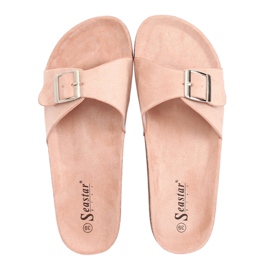 Pink CK61P Pink suede slippers