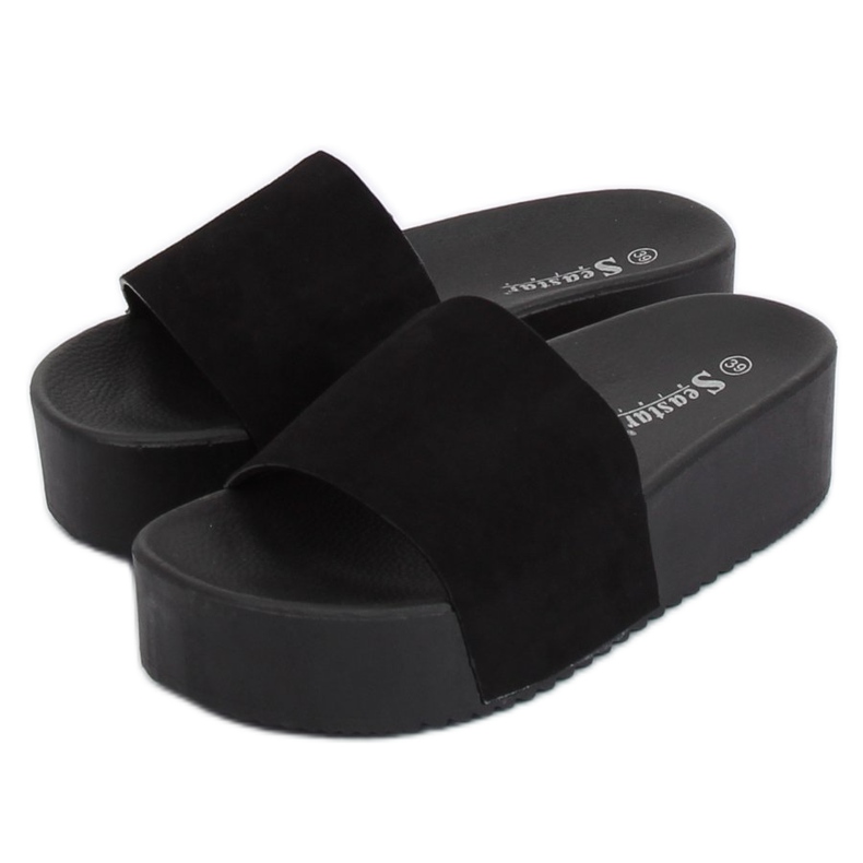 Black CK76P Black high-sole slippers