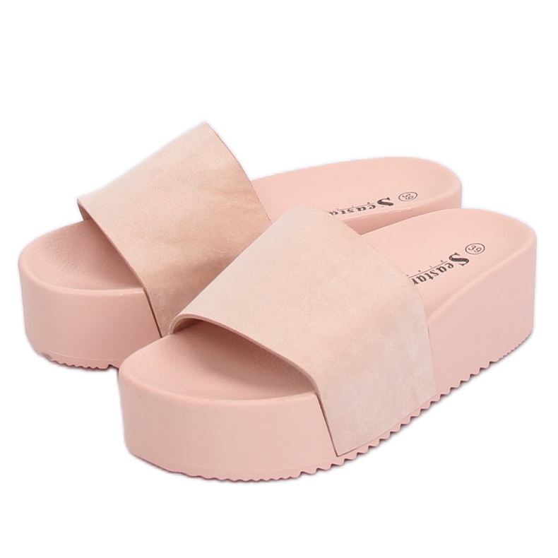 Pink CK76P Pink high-soled slippers