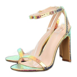 Sandals high heels NF-38P Rose purple multicolored