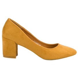 Ideal Shoes Mustard Pumps On A Bar yellow