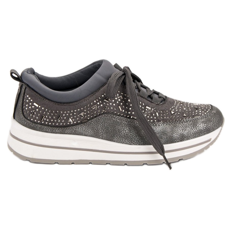 Sports shoes with crystals grey