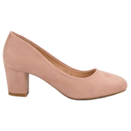 Seastar Suede Pumps On A Pillar pink