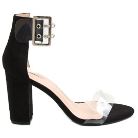 Sandals with transparent stripes black B4-0218H Black Sandals with transparent stripes black B4-0218H Black