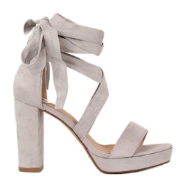 Gray sandals on the gray platform NC805 Gray grey Gray sandals on the gray platform NC805 Gray grey