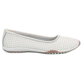 Filippo Openwork Leather Ballerinas white