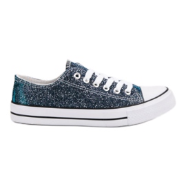 Navy blue sneakers with glitter