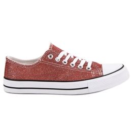Red Sneakers With Glitter multicolored Red Sneakers With Glitter multicolored