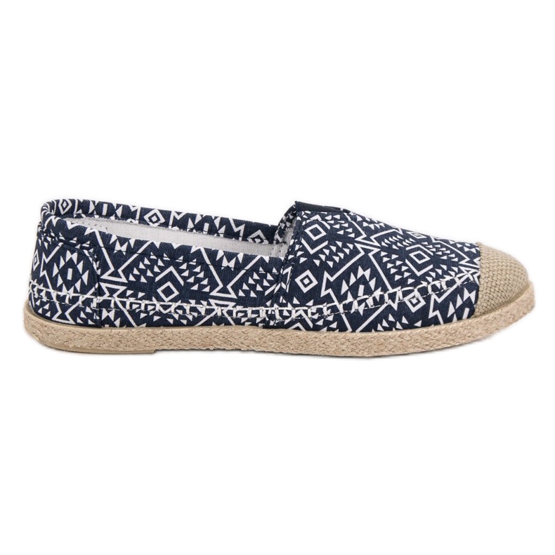 Fashionable Ethnic Espadrilles blue navy blue