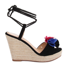 Black Sandals on wedges YY27P Black