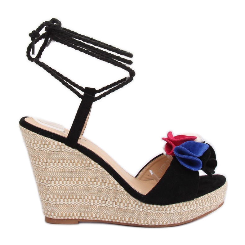 Black Sandals on wedges YY27P Black