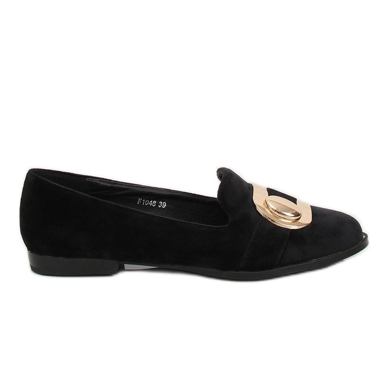 Black velvet loafers F1048 Black