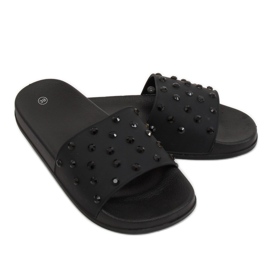 Black CK67P Black slippers with stones Black CK67P Black slippers with stones