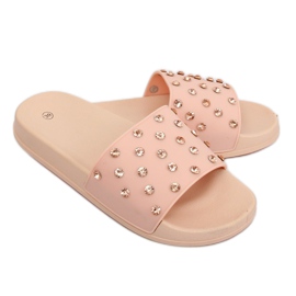 Pink CK67P Pink slippers with stones