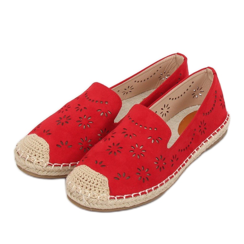Espadrilles, red openwork 9023 Red