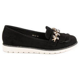 Lucky Shoes Moccasins With Ornaments black