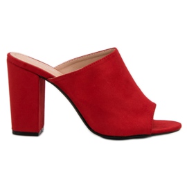 Laura Mode Suede Slippers On A Bar red Laura Mode Suede Slippers On A Bar red