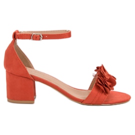 Nio Nio Suede Sandals With Flowers orange Nio Nio Suede Sandals With Flowers orange