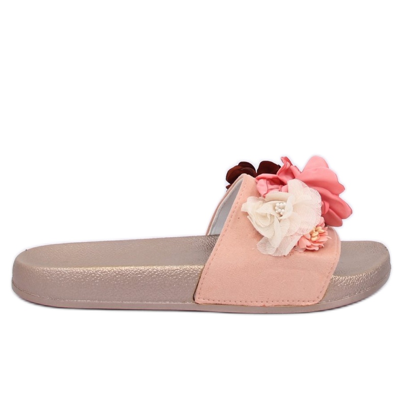 Pink BG19 Champagne slippers with flowers