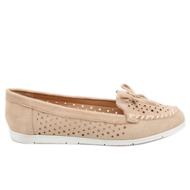 Ladies' beige loafers T339P Beige