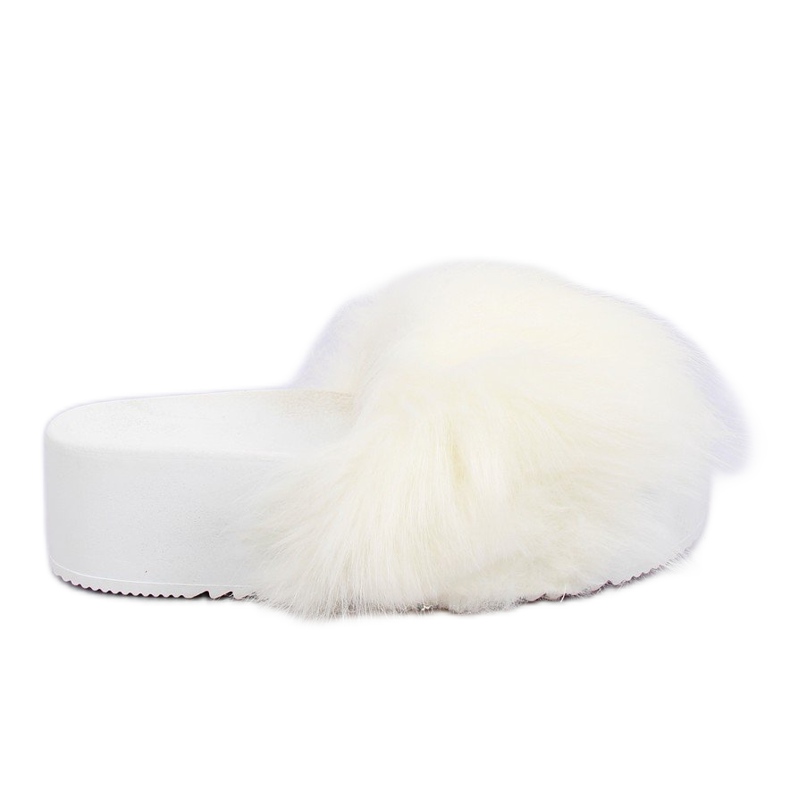White CK77P White fur slippers White CK77P White fur slippers