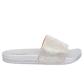 Silver slippers with cubic zirconia BG21P Silver grey Silver slippers with cubic zirconia BG21P Silver grey
