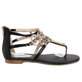 Black sandals with stones JH64P Black