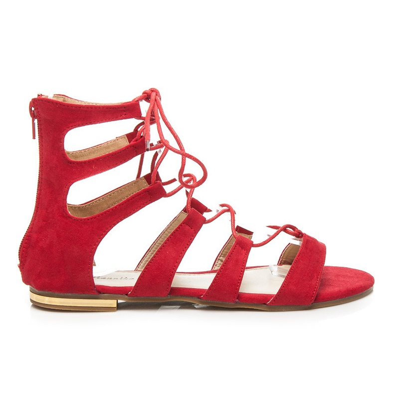 Mannika Suede Romans With Binding red