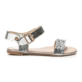 Top Shoes Flat Sandals With Glitter grey