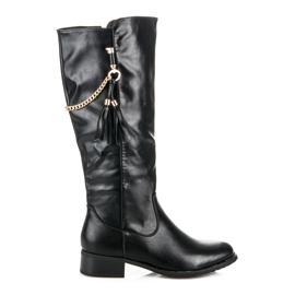 Bella Star Boots With Chain black