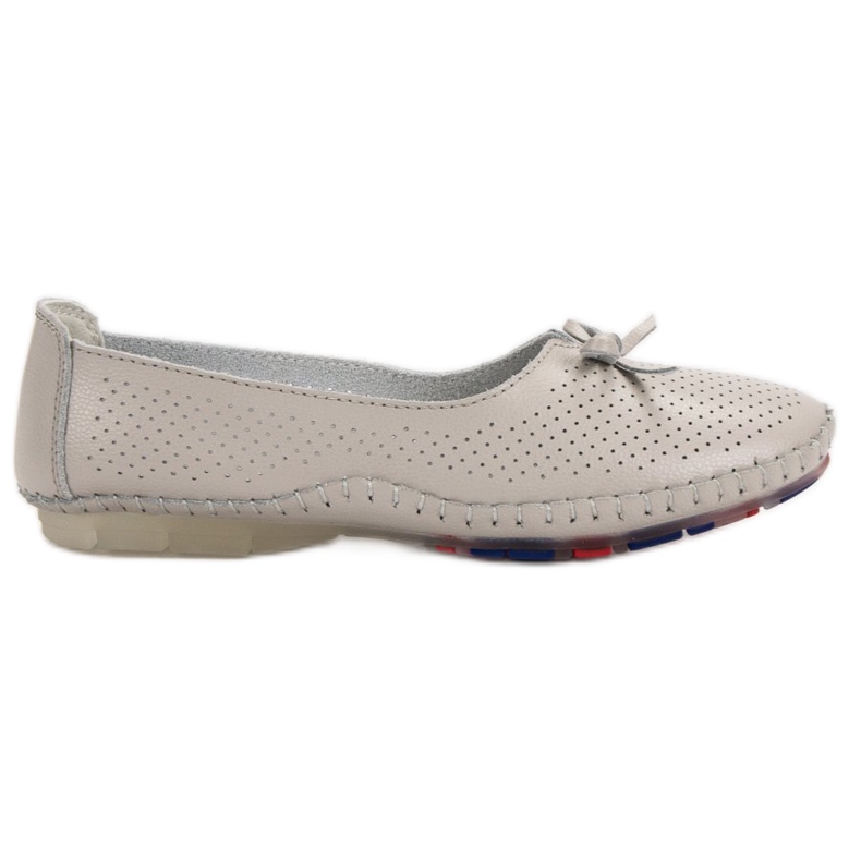 VINCEZA openwork leather ballerinas grey