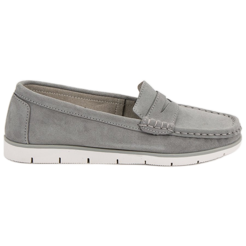 VINCEZA leather loafers grey