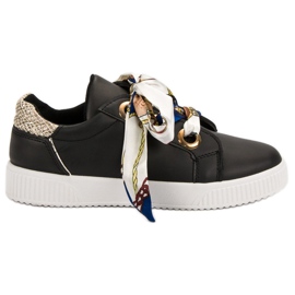 Sports Shoes Tied With A Ribbon black