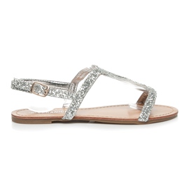 VERANICE Flat Glitter Sandals grey