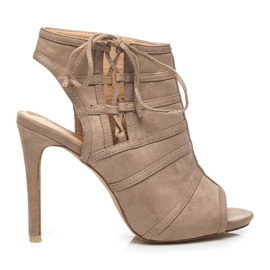 Vices Open Toe Boots On A High Heel brown
