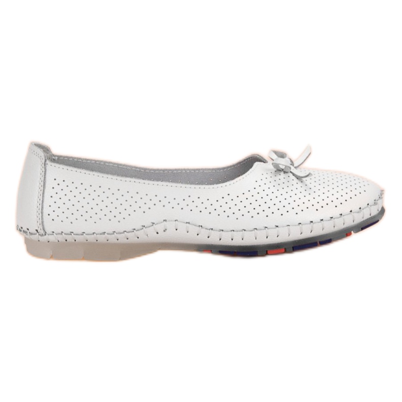 VINCEZA openwork leather ballerinas white