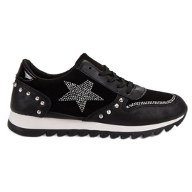 Sports shoes with crystals black