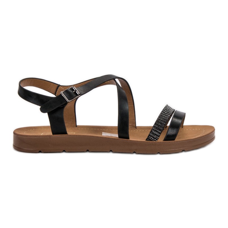 Filippo Black Sandals With Crystals